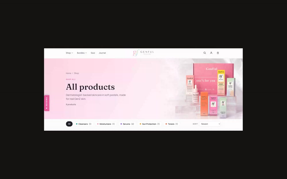 Bilby on the Genful Sciences shop page, browsing the products the way a customer would